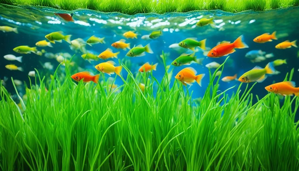 feeding fish with wheatgrass trimmings