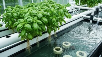 aquaponics basil growing